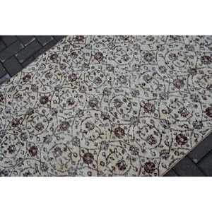 พรมขนาด 3.6x7.5 ฟุต, พรมวินเทจตุรกี, พรมขนสัตว์ลายดอกไม้สีขาว - Product Image 5