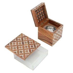 Vente en gros Incrustation en bois arabe Bakhoor Brûleur Set avec plateau en acrylique pour la décoration de parfum de maison et l'utilisation quotidienne de l'Inde - Product Image 4