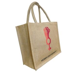 Wholesale Eco Luxury <b>Tote</b> Jute Bag Standard Size Custom Print Flower Pattern Natural Organic Fabric for Wedding Souvenir Gift - Product Image 1
