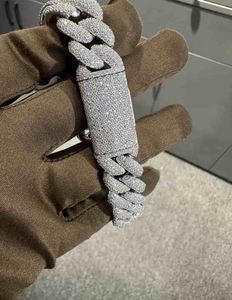 Bracelet en argent sterling 925 avec moissanite VVS, 16 mm, 8 pouces, plaqué or blanc - Product Image 1