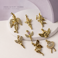 Pendentifs personnalisés en forme d'ange, breloques en cuivre plaqué or avec CZ rose et blanc, porte-bonheur pour accessoires de bijoux