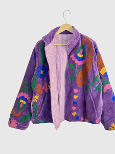 Veste en lin brodée à fleurs, col montant, manches longues, style Prairie Chic, vêtements de printemps pour femmes - Product Image 3