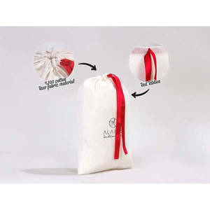 Personalized 8x12 Inches (20x30 Cm) <b>Fabric</b> Pouch <b>Bag</b> with Red Ribbon Screen Printing Embroidery Logo for Craft Wig Packaging - Product Image 3