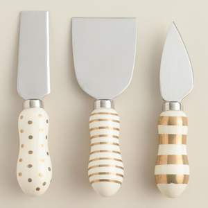 Vente en gros d'outils à fromage design manche en marbre/résine Trancheuse Râpe Couteaux à beurre Logo personnalisé Ensemble de couteaux à fromage coupe abordable - Product Image 1
