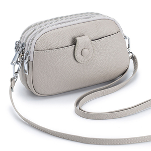 Sac bandoulière pour femme en microfibre, cuir synthétique, couleur unie, fermeture éclair, léger, style minimaliste, toutes saisons, usage quotidien - Product Image 1