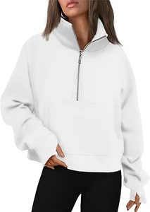 Sudadera Unisex Personalizada con Cierre de Cremallera de un Cuarto, Cuello Alto, Ecológica, Bordada con Cuentas, Estilo Urbano - Product Image 3