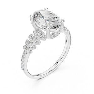 แหวนสตั๊ดทองคำ 14K ประดับเพชรทรงรีและทรงกลมที่เพาะเลี้ยงในห้องปฏิบัติการ |   ชุดลำลองประจำวัน |   เพชรที่เพาะเลี้ยงใหม่ - Product Image 6