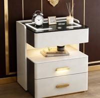 Table de chevet populaire avec serrure à code, 3 lumières colorées, design moderne, table d'appoint pour chambre à coucher