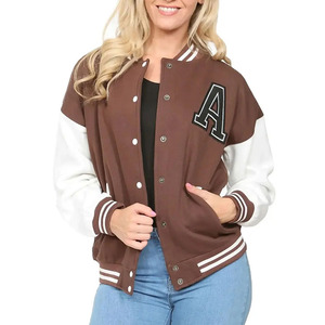 Chaqueta Bomber de satén de poliéster 100% para mujer, chaqueta universitaria de alta calidad para mujer a precio mayorista, logotipo personalizado para mujer - Product Image 1