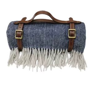 Manta de lana azul marino de espiga cálida y acogedora de alta calidad Ideal para invierno y noches frías - Product Image 6