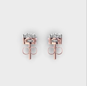 Boucles d'oreilles solitaires ovales en diamant de laboratoire, or blanc/rose/jaune 9 carats - Product Image 4