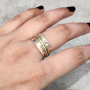 Martelé Spinner Bande Méditation Anneau 925 En Argent Sterling Femmes Pouce Anneau Fidget Bijoux Faits À La Main Fine Yoga Hommes Spinner Anneau - Product Image 1