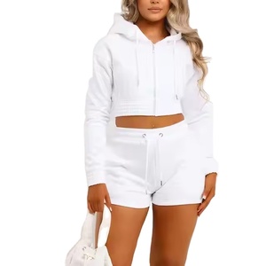 Cómodo entrenamiento 2 piezas mujer conjuntos cortos nueva llegada mejor última moda Casual desgaste mujer Sudadera con capucha y pantalones cortos conjunto 2026 - Product Image 1