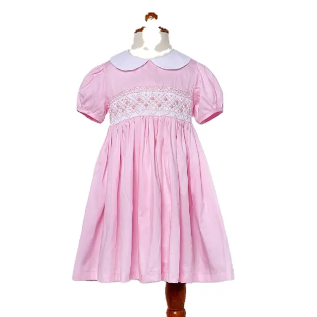 OEM ODM夏の子供服ピンクの赤ちゃん幼児ガウン誕生日結婚披露宴フラワーガールズプリンセスキッズドレス