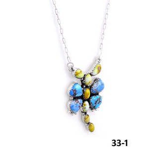 Collier artisanal en turquoise du sud-ouest avec motifs Palomino Golden Hills et floral en argent sterling, idéal pour un cadeau - Product Image 3