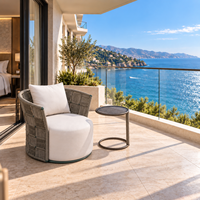 Chaises longues d'extérieur pour hôtel, villa, balcon, résistantes aux UV, en corde tressée, chaise de jardin, OEM personnalisé