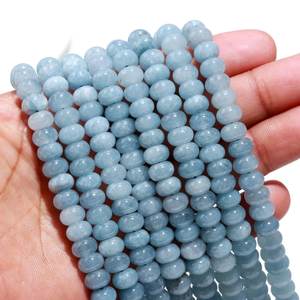 Perles Rondelles Lisses en Quartz Aigue-marine, Fil de Pierres Précieuses Naturelles pour la Fabrication de Colliers, Bracelets et Bijoux, Tendance Pierres Précieuses Aqua 2026 - Product Image 1