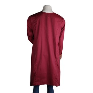Women's Embroidered A-Line <b>Kurti</b> - Maroon - Product Image 4