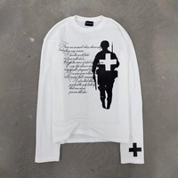 T-shirt en coton de haute qualité à manches longues en tricot gaufré thermique, graphique DTG streetwear personnalisé, 320 g/m²