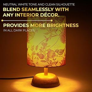 Eco-Friendly Square Bamboo Floral <b>Bird</b> <b>Table</b> <b>Lamp</b> with Fabric Shade Desktop & Bedside <b>Lamp</b> for Home Decor - Product Image 4