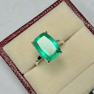 Bague expansive émeraude Bague de mariage design en argent sterling 925 à facettes 8x10mm Pierre et 925 estampillés Bagues en gros - Product Image 1