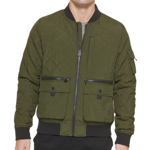 Chaqueta Bomber Ligera de Lona para Hombre con Cremallera Frontal, Secado Rápido, Puños Acanalados, Relleno Ecológico, Bordado, Cortavientos, Ideal para Invierno - Product Image 1