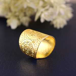 Bague ethnique style rétro bohème en laiton plaqué or 18 carats pour femme, motif mandala géométrique large, pour la vente en gros/OEM/ODM - Product Image 6