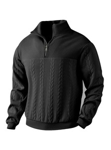 เสื้อกั๊กไหมพรมผู้ชาย สไตล์ลำลอง สำหรับฤดูใบไม้ร่วงและฤดูหนาว ลายแจ็คการ์ดเรียบง่าย แขนยาว ซิปหน้า ทรงเข้ารูป ระบายอากาศได้ดี เหมาะสำหรับใส่ในชีวิตประจำวัน - Product Image 3