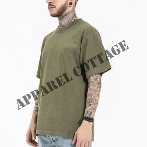 Camiseta de algodón 100% personalizada para hombre, camisa de manga corta de peso pesado con cuello redondo, 210GSM, estampado, gran tamaño, hombro caído, venta al por mayor - Product Image 5