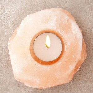 Artesanías naturales hechas a mano, candelabros de roca de sal del Himalaya rosa de cristal con dos agujeros, naturales y hechos a mano - Product Image 2