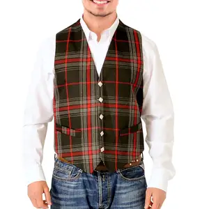 Scottish/Irish Formal Straight Pattern Tartan Waistcoats/Vests Button closure Scotland Kilt Company Scottish vests Men's