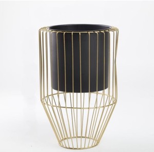 Best Sale Metal Wire Design Golden <b>Stand</b> With Black Planters <b>Pots</b> For Living Room Home Restaurant at Reasonable Price - Product Image 1