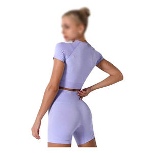 Meilleure vente, ensemble 3 pièces de yoga, vêtements de sport haute performance pour femmes, soutien-gorge de sport, haut court et short, séances d'entraînement de fitness et de gymnastique - Product Image 3