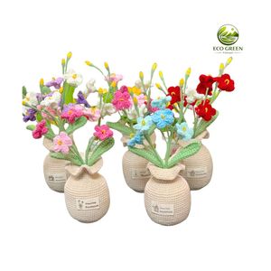 Plante artificielle de tournesol au crochet 2025 en pot, 100% naturelle, style rustique, centre de table et décoration d'étagère pour la maison, la cuisine et Thanksgiving - Product Image 5