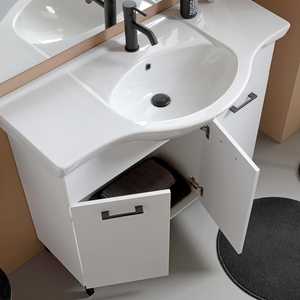 Ravenna 105cm White Export <b>Bathroom</b> Cabinet with Mirror Lamp Matt <b>Black</b> Details <b>Bathroom</b> <b>Sets</b> - Product Image 5