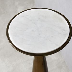 Manufacturer Handcrafted Gold Finished Stainless Steel Base <b>Pedestal</b> Drink Table with Marble Top Used for Home Bar Interior - Product Image 4