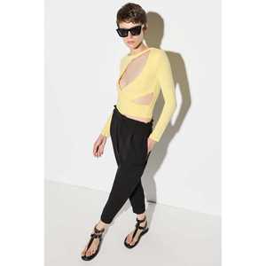 Chemise à manches longues décontractée à nouer à la taille pour femmes, col à volants, coton et soie, tailles XS et XL pour le printemps, l'été et l'automne - Product Image 2