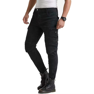 Jeans de motard durables en polyester/coton avec genouillères et coussinets amovibles respirants et à séchage rapide pour le confort et la sécurité des hommes - Product Image 5