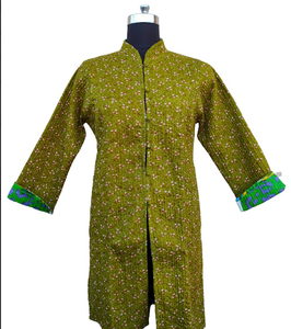 Chaqueta Acolchada de Algodón con Estampado Floral, Decoración de Botones, 2 Bolsillos, Mangas Largas, Transpirable, para Otoño, Invierno y Primavera - Product Image 1