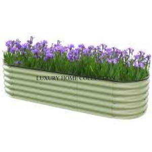 Grand bac à plantes galvanisé de style vintage pour la plantation de fleurs, d'herbes et d'arbustes avec construction en métal durable - Product Image 6