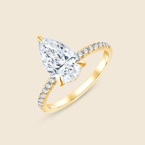 Sleeked 2.05 Carat Elongated Pear Cut Lab Grown Diamond Elongated Pear Micro <b>Ring</b> F-VS In 14K Solid Gold Everyday <b>Stacking</b> Gift - Product Image 2
