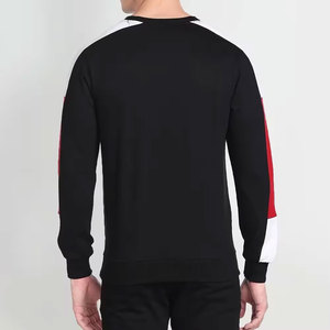 Sudadera de Cuello Redondo con Bloques de Color para Hombre, Corte Regular, Informal, de Punto, Manga Larga, Otoño, Negro, Blanco, Rojo - Product Image 2