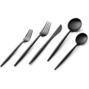 Design personnalisé de la meilleure qualité, couverts à poignée noire mate et dorée, ensemble de couverts en acier inoxydable pour la maison, hôtel, vaisselle - Product Image 6