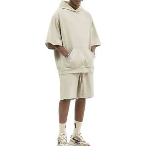 Customized Two-piece Set Fleece Hoodie and <b>Shorts</b> High Quality Streetwear Oversized Fit <b>Men's</b> Hoodie and <b>Shorts</b> Set - Product Image 5