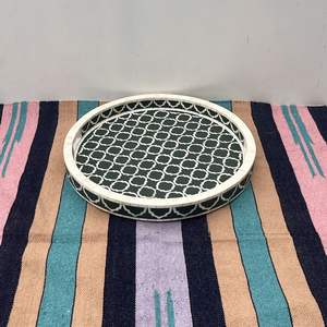 PLATEAU DE SERVICE FAIT À LA MAIN DE STYLE PLATEAU DE SERVICE Incrustation d'os de luxe Ramadan Petit déjeuner Nourriture Fruits Café Thé Plateau décoratif - Product Image 2