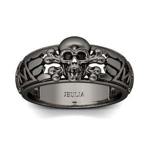 Jeulia <b>Black</b> Sterling <b>Silver</b> Skull <b>Ring</b> for Children - Product Image 1