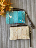 Nouvelles pochettes en cuir de fourrure métallique faite à la main véritable petit bracelet portefeuilles en cuir véritable pochettes à pampilles en cuir femmes portefeuilles élégants