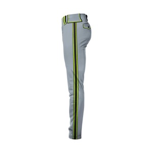 Pantalon de baseball gris respirant en polyester pour homme, coupe régulière, couleur unie, taille plus, protection UV, toutes saisons, avec bordure néon et fermeture éclair. - Product Image 4