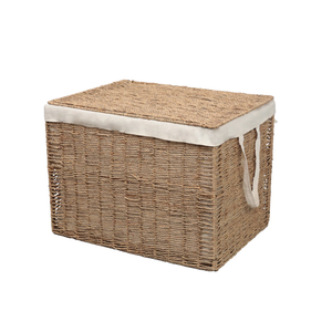 Panier à linge pliable en jonc de mer tissé, prix d'usine, avec couvercle et doublure amovible, pour chambre à coucher de style côtier, en provenance du Vietnam - Product Image 1