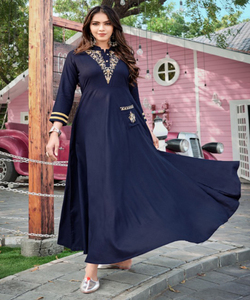 Le plus choisi rayonne coton géométrique Jacquard imprimé robe de soirée porter prix de gros fabrication pour les femmes magasin ethnique vêtement Alphanumero - Product Image 4